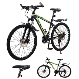 Hyhome Bici Mountain bike per adulti, ruote a raggi da 26 pollici, biciclette da montagna a 27 velocità, freno a doppio disco sospensione per mountain bike, telaio in acciaio leggero e robusto (verde)