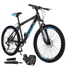 GFSHXYAI Bici Mountain Bike Per Adulti, Ruote Da 26 Pollici, 7speed Cross-country Mountain Bike, Freni A Doppio Disco Assorbimento Degli Urti (con Parafango, Blocco Auto).-Blue