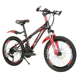 MLSH Bici Mountain Bike per bambini, acciaio ad alto tenore di carbonio 21 Biciclette a velocità variabile, Ragazzo / Ragazza 20 '' Road Bike Disc Brake Damping Mountain Bikes Racing - Nero Rosso