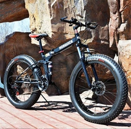 Bbhhyy Mountain Bike Mountain Bike, Pieghevole 20" / 26" Bicicletta Ad Alta Efficienza Ammortizzante Anteriore velocità 4.0 Spesso Oversize Pneumatici Forcella 7 (Color : Black, Size : 20 Inches)