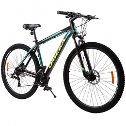 OMEGA BIKES Bicicletta MTB Mountain Bike Duke 27.5 Dotato di Shimano, Alluminio, Freni a Disco hidraulico, 21 Velocita, Forcella Ammortizatta, per Adulti, Telaio 49cm (Nero/Verde)