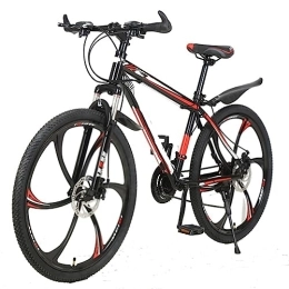 PASPRT Bici PASPRT Bicicletta con doppio freno a disco a velocità variabile da 26 pollici e 24 pollici, telaio in acciaio al carbonio, velocità 21 / 24 / 27 / 30, per ciclismo cittadino (black red 21)