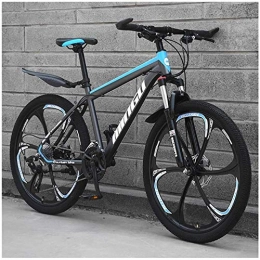 QXX Bici QXX 26 Mountain Bike Pollici degli Uomini, -Alto tenore di Carbonio in Acciaio Hardtail Mountain Bike, Bicicletta con Sospensione Anteriore Sedile Regolabile (Color : 27 Speed, Size : Cyan 6 Spoke)