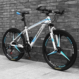 LZHi1 Bici Trail Mountain Bike 26 pollici per uomini e donne, 27 velocità doppio freno a disco adulto biciclette di montagna, telaio in acciaio al carbonio biciclette da strada con sedile regol(Color:bianco blu)