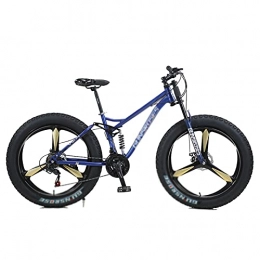 WANYE Bici WANYE Big Fat Tire Mountain Bike Bicicletta da Uomo 26 in Telaio in Acciaio Ad Alto Tenore di Carbonio Outdoor Road Bike 7 velocità Full Suspension MTB Blue-3 Spoke Wheel