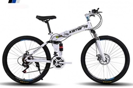 WSFF-Fan Bici WSFF-Fan Bicicletta da Mountain Bike Bicicletta Pieghevole da 24-26 Pollici, Tre opzioni di Cambio (21-24-27), Pneumatico Speciale Fuoristrada, White, 24" 24speedchange