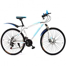 YANGSANJIN Mountain Bike YANGSANJIN Mountain Bike, 21 velocità, doppio freno a disco, parafango anteriore e posteriore, acciaio ad alto tenore di carbonio, adatto da viaggio, 24", Bianco blu