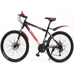 YANGSANJIN Mountain Bike YANGSANJIN Mountain Bike, acciaio ad alto tenore di carbonio, parafango anteriore e posteriore, 21 velocità, bicicletta con freno a disco, 22", Nero e rosso