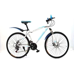 YAOXI Mountain Bike YAOXI Mountain Bike con Assorbimento degli Urti La Forcella Ammortizzata, 21-velocità Antiscivolo Presa Bicicletta Freni A Disco di Fronte E Dietro Bici per Bambini, White / Blue, 20Inch