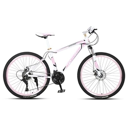 zcyg Bici zcyg Bike da 24 / 26 Pollici per Adulti / Giovani 21 velocità Mountain Bici, Freno A Doppio Disco, Telaio in Acciaio Ad Alto Contenuto di Carbonio, Sospensione A(Size:24inch, Color:Bianco + Rosa)