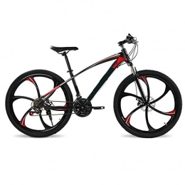 ZXL Mountain Bike per Adulti a velocità variabile, Bici con Doppio Freno a Disco 21/24/24 velocità, Bicicletta da motoslitta da Spiaggia con Ruote da 24/26 Pollici,Black 6 Spoke,24in27speed