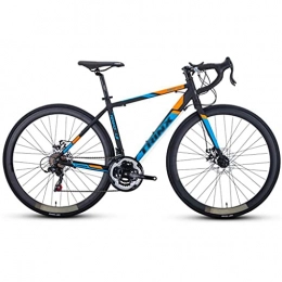M-YN Bicicleta Bicicleta De Carretera Bicicleta 700c Ciclismo De Bicicleta para Hombres O para Mujer con 21 Frenos De Discos De Velocidad Y Suspensión Completa(Color:Azul + Naranja)