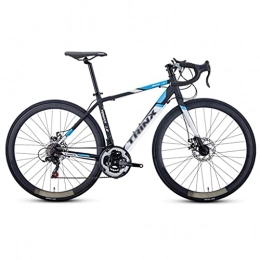 M-YN Bicicleta Bicicleta De Carretera Bicicleta 700c Ciclismo De Bicicleta para Hombres O para Mujer con 21 Frenos De Discos De Velocidad Y Suspensión Completa(Color:Negro + Azul)