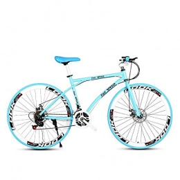 Bicicleta Bicicleta Bicicleta de Carretera de 26 Pulgadas 21 Velocidad Variable Marco de Acero de Alto Carbono para Hombres y Mujeres Adultos Doble Freno de Disco Carretera Carrera (Azul)