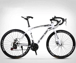KRXLL Bicicleta Bicicleta de carretera de 26 pulgadas Bicicletas de 24 velocidades Freno de disco doble Cuadro de acero de alto carbono Bicicleta de carretera Carreras para hombres y mujeres Solo para adultos-Blanco