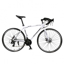 Hyuhome Bicicletas de carretera Bicicleta de carretera para hombres y mujeres, 700C aleación de aluminio de la curva del manillar de carreras con SHIMANO SORA 30 Desviador velocidad Sistema de freno de disco y dobles, White black