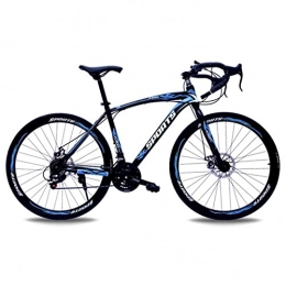 Bicicleta De Carretera para Hombres Y Mujeres con Marco De Aleación De Aluminio, con Una Palanca De Cambios De 21 Velocidades, Ruedas De 700c, Suspensión Completa Frenos De Disco (Color:Negro + Azul)