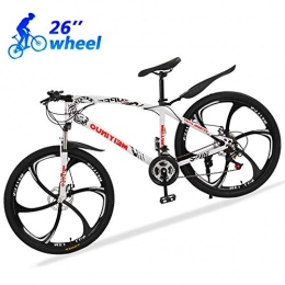 M-TOP Bicicleta Bicicleta Montaña Mujer R26 24 Velocidades Bicicleta de Ruta Specialized de Carbon Acero con Suspensión y Frenos de Disco, Blanco, 6 Spokes