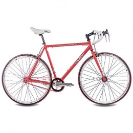 CHRISSON Bicicleta CHRISSON '28Pulgadas Fixie FG Road 1.0Bicicleta de Carreras Fixed Gear Single Speed Rojo Mate, tamao Large, tamao de Rueda 28 Inches
