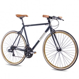 CHRISSON Bicicleta CHRISSON Bicicleta de carreras de 28 pulgadas Urban Road 3.0 con 21 g Shimano A070, aspecto retro, 56 cm, color negro mate
