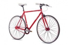 CHRISSON Bicicletas de carretera CHRISSON Bicicleta Fixie Singlespeed Retro FG Flat 1.0 Rojo, 59 cm, Urban Old School Fixed Gear Bike para hombre y mujer