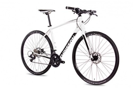 CHRISSON Bicicleta CHRISSON Bicicleta Gravel Urban Two de 28 pulgadas, color blanco, 52 cm, con cambio Shimano Sora de 18 velocidades, bicicleta de cross para hombre y mujer