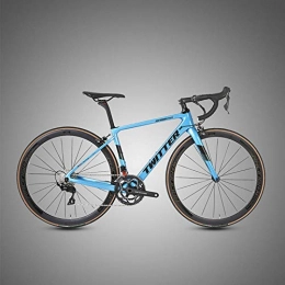 Edman Bicicleta Edman Bicicleta de Carretera, Cuerpo de Fibra de Carbono, Ruedas 700C, 22 velocidades, Bicicleta Curva Antideslizante, Bicicleta Todoterreno de Carreras-Azul_45cm