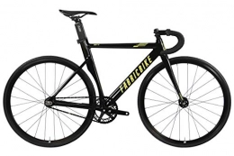 FabricBike Bicicletas de carretera FabricBike Aero - Bicicleta Fixed, Fixie, Single Speed, Cuadro de Aluminio y Horquilla de Carbono, Ruedas 28", 5 Colores, 3 Tallas, 7.95 kg (Talla M) (Glossy Black & Gold, L-58cm)