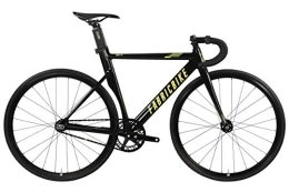 FabricBike Bicicletas de carretera FabricBike Aero - Bicicleta Fixed, Fixie, Single Speed, Cuadro de Aluminio y Horquilla de Carbono, Ruedas 28", 5 Colores, 3 Tallas, 7.95 kg (Talla M) (Glossy Black & Gold, S-49cm)