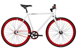 FabricBike Bicicletas de carretera FabricBike- Bicicleta Fixie Blanca, pion Fijo, Single Speed, Cuadro Hi-Ten Acero, 10Kg (L-58cm, Space White & Red)