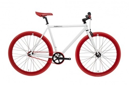 FabricBike Bicicletas de carretera FabricBike- Bicicleta Fixie Blanca, pion Fijo, Single Speed, Cuadro Hi-Ten Acero, 10Kg (M-53cm, Space White & Red)