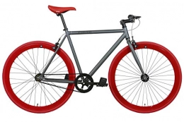 FabricBike Bicicleta FabricBike- Bicicleta Fixie, piñon Fijo, Single Speed, Cuadro Hi-Ten Acero, 10, 45 kg. (Talla M) (S-49cm, Graphite & Red)