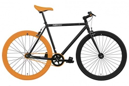 FabricBike Bicicleta FabricBike- Bicicleta Fixie, piñon Fijo, Single Speed, Cuadro Hi-Ten Acero, 10Kg (S-49cm, Black & Orange 3.0)