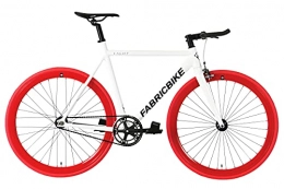 FabricBike Bicicletas de carretera FabricBike Light - Bicicleta Fixed, Fixie, Single Speed, Cuadro y Horquilla Aluminio, Ruedas 28", 4 Colores, 3 Tallas, 9.45 kg Aprox. (Light White & Red, L-58cm)