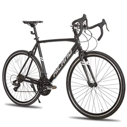 HH HILAND Bicicleta HILAND 700C - Bicicleta de carretera de aluminio (21 velocidades, 28 pulgadas, para hombre y mujer, 57 cm), color negro