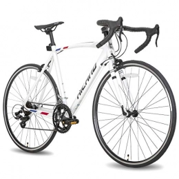 Hiland Bicicletas de carretera Hiland Bicicleta de carreras 700 C, bicicleta de ciudad, con 14 velocidades, transmisión de transmisión, 55 cm, color blanco