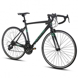 Hiland Bicicleta Hiland Bicicleta de carreras 700c de aluminio, 21 velocidades, color negro, 57 cm
