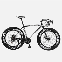 KRXLL Bicicleta de Carretera 26 Pulgadas Bicicletas de 27 velocidades Freno de Doble Disco Marco de Acero de Alto Carbono Bicicleta de Carretera Carreras de Hombres y Mujeres Adultos-Blanco