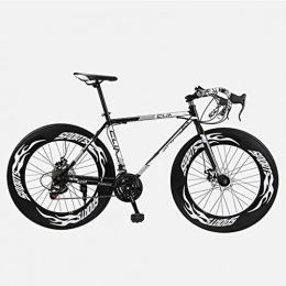 MJY Bicicleta MJY Bicicleta de carretera, 26 pulgadas, bicicletas de 27 velocidades, freno de doble disco, cuadro de acero de alto carbono, carreras de bicicletas de carretera, hombres y mujeres adultos 6-11, Blanc