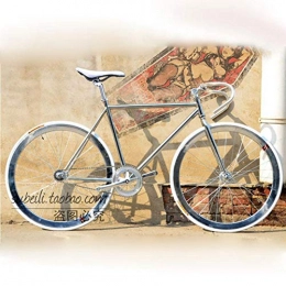 RUPO Bicicleta RUPO   Gear Bike Marco de Acero Bicicleta de Pista 700C 48cm 52cm Bicicleta de Carretera Marco de Acero Bicicleta de una Velocidad, Blanco, 52cm