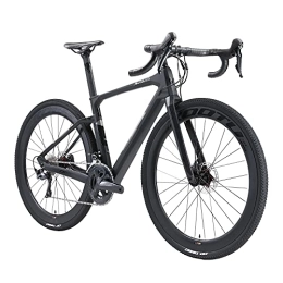 SAVADECK Bicicletas de carretera SAVADECK Carbon Gravel Road Bike, 700cX40c Carbon Grava con Shimano R8020 y ULTEGAR R8000 Freno de Disco hidráulico de 22 velocidades y Bicicleta de Equilibrio de Fibra de Carbono (Gris, 54cm)