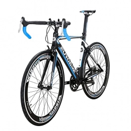 EUROBIKE Bicicletas de carretera SD XC7000 Bicicleta de carretera para adultos ligera Marco de aluminio Bicicleta de carretera 54CM 700C Marco de bicicleta de carretera (azul)