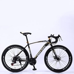 TAURU Bicicleta TAURU Bicicleta de carretera de 21 velocidades para hombres y mujeres, bicicleta de carreras de carretera para adultos, asiento ajustable, marco de carbono, freno de disco dual (negro dorado)