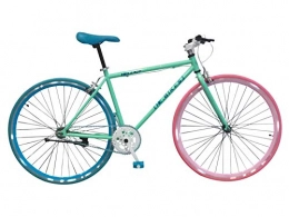 Wizard Industry Helliot Soho 5313 - Bicicleta Fixie, Cuadro de Acero, Frenos V-Brake, Horquilla Acero y Ruedas de 26", Color Azul y Rosa