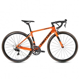 ZWHDS Bicicleta ZWHDS Bicicleta de montaña - 700C Bicicleta de Carretera de Carbono Completo 22 Velocidad Cable Interior Carrera de Carbono Completo Bicicleta (Color : Orange, Size : 50cm)