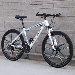 RICHLN Bicicletas de montaña 21-24-27-30 Velocidad Variable Portátil Al Aire Libre Bicicleta De Montaña City Urban Commuters Para Adolescentes Adultos, Bicicleta Plegable Para Adultos Hombres Mujeres Blanco / azul 24", 21 Velocidad