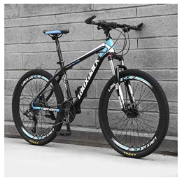 FMOPQ Bicicleta 26 Inch Mountain Bike HighCarbon Steel Frame Double Disc Brake and Suspensions 27 Speeds Unisex Black