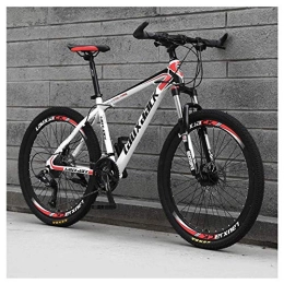 FMOPQ Bicicleta 26 Inch Mountain Bike HighCarbon Steel Frame Double Disc Brake and Suspensions 27 Speeds Unisex White