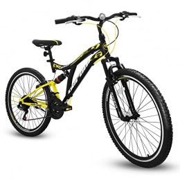 5.0 Bicicleta MTB Ares de 26 pulgadas BIAMORTIZADA 21 velocidades Shimano Mountain Bike REVO (amarillo)
