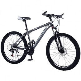 AZXV Bicicleta Adultos Bicicleta de montaña Suspensión Completa Acero de Alto Contenido de Carbono MTB Bicicleta, Freno de Disco Doble mecánico, 21 / 24 / 27 Velocidad Opcional, rued Black Grey-24